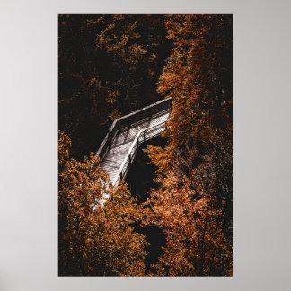 Poster Floresta de outono com Caminho de Madeira