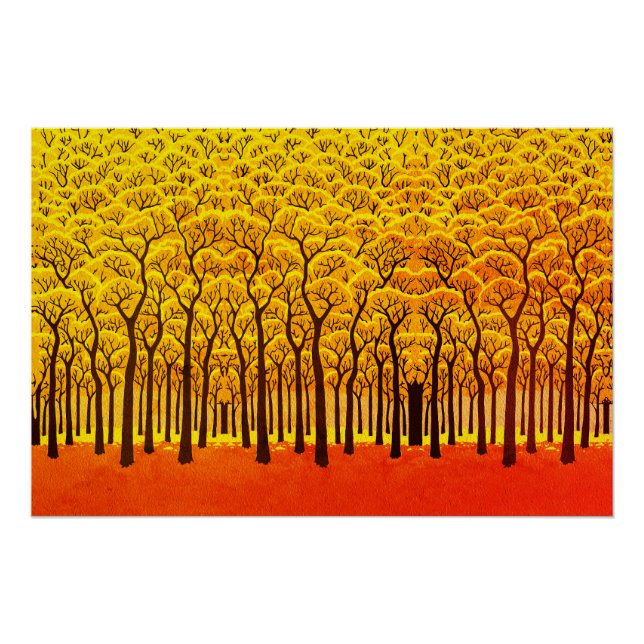Póster Floresta de Outono Dourado (Frente)