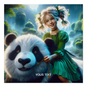 Póster Floresta de Panda Bonita Fantasy