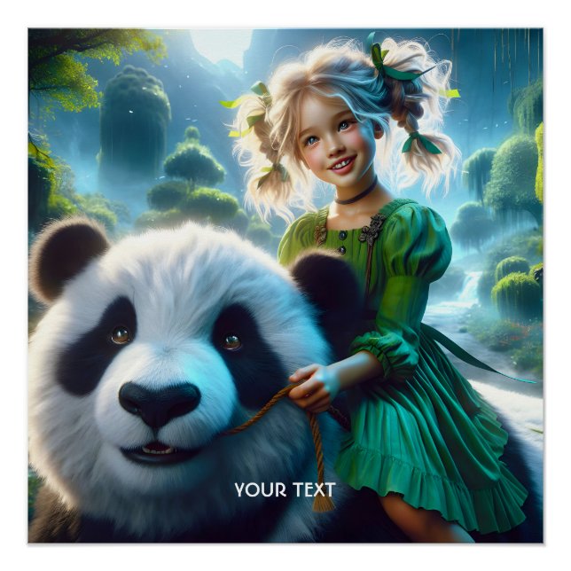 Póster Floresta de Panda Bonita Fantasy (Frente)