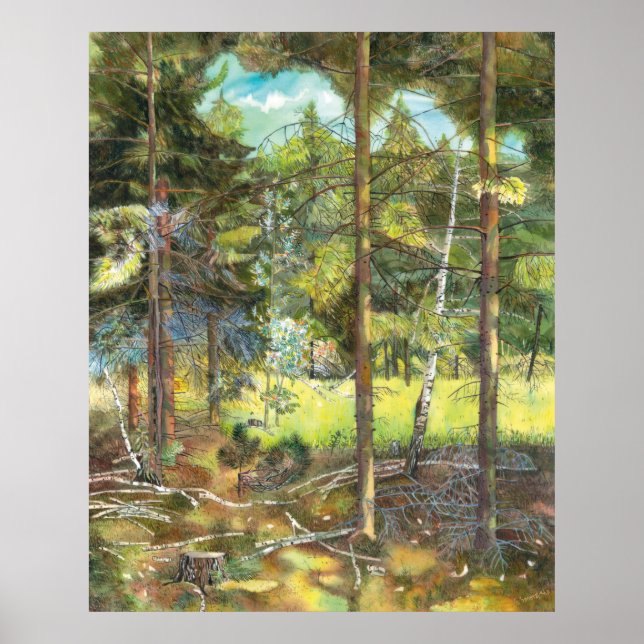 Poster Floresta de pinheiro (Frente)