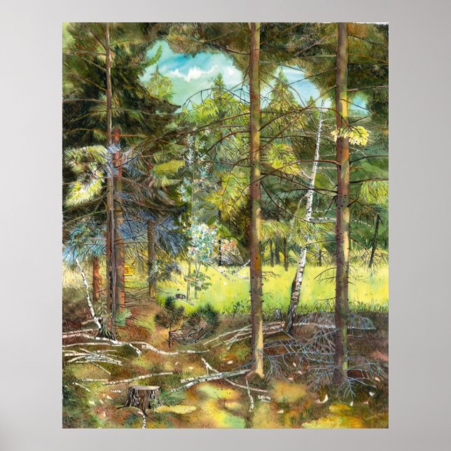 Póster Floresta de pinheiro (Frente)