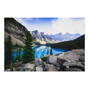 Póster Floresta de Pinheiros Blue Lake Rocky Mountain