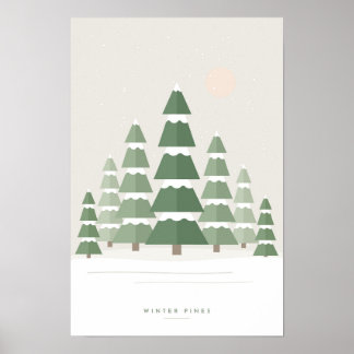 Poster Floresta de Pinheiros Sage Escandinava Natal Inver