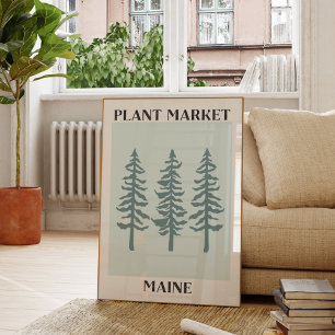Poster Floresta de Pinheiros Verdes Maine Green