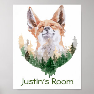 Poster Floresta de Sala Infantil Personalizada Feliz