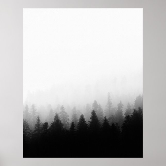 Poster Floresta de Spruce no nevoeiro (Frente)