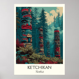 Poster Floresta de Totens de Ketchikan Alasca