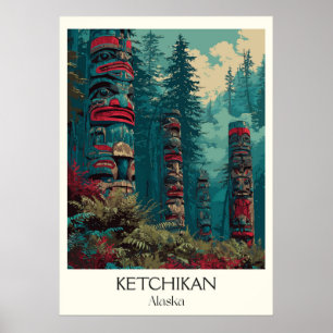 Poster Floresta de Totens de Ketchikan Alasca