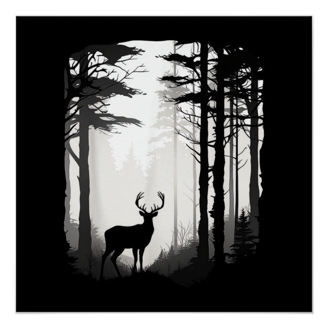 Póster Floresta de Veados Vida Selvagem (Frente)