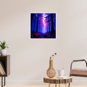 Poster Floresta do Crepúsculo Roxo: Arte Surrealista