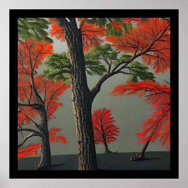 Poster Floresta do outono abstrato Norte (Frente)