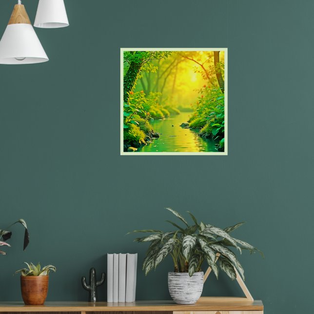 Poster Floresta Dourada Rio Paz Arte Tranquila (Sala de Estar 1)