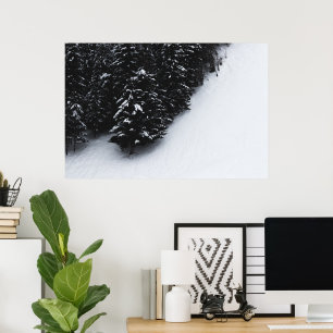 Poster Floresta e neve de espadilha branca e preta