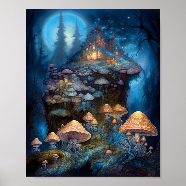 Poster Floresta Encantada, Castela, Castelo Fantasy Art (Frente)