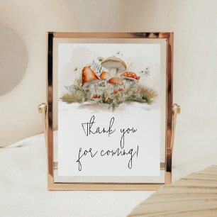 Poster Floresta Encantada de Cogumelos Obrigado por vir