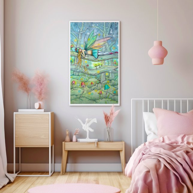 Poster Floresta Encantada Fada e Cogumelos Arte Fantasia (Criador carregado)