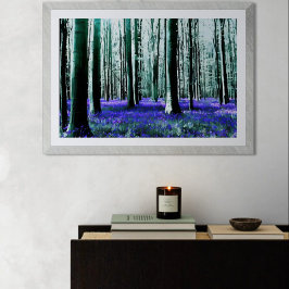Póster Floresta Encantadora de Campainhas Azuis