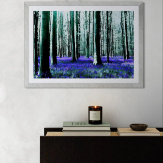 Póster Floresta Encantadora de Campainhas Azuis