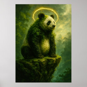 Poster Floresta Espirita Panda com Ouro Halo Fantasy