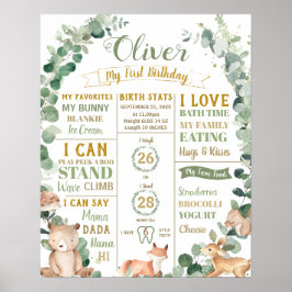 Poster Floresta Estatísticas de Nascimento do 1º Aniversá