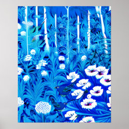Poster Floresta Fantasia com Flores e Pássaros