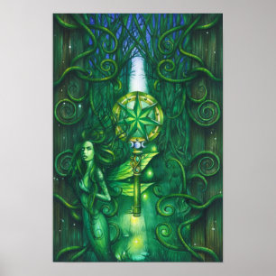Póster Floresta feericamente esmeralda