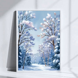 Poster Floresta Frostlight | Natureza Aquarela Neve de In