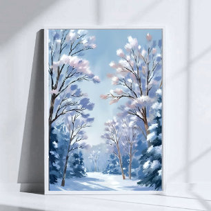 Poster Floresta Frostlight Natureza Aquarela Neve de In