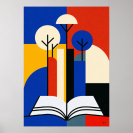 Poster Floresta Geométrica da Leitura Bauhaus Arte do Ama