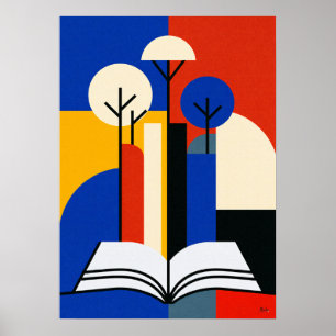 Poster Floresta Geométrica da Leitura Bauhaus Arte do Ama