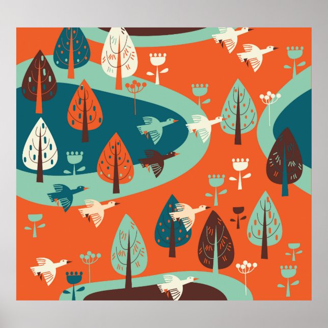 Poster Floresta Gesa: Cena Natureza da Vintagem (Frente)