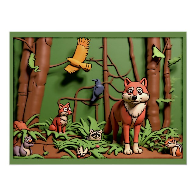 Póster Floresta Mágica - Animais da Floresta (Frente)