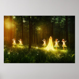 Poster Floresta Mágica   Elf & Fairies   Fantasia Naturez
