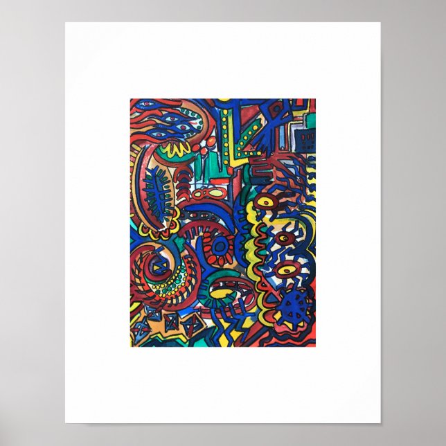 Poster Floresta Mística-Arte Abstrata Pintada à Mão (Frente)
