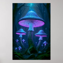 Poster Floresta Mística Etérea Natureza Bioluminescente