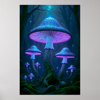 Poster Floresta Mística Etérea Natureza Bioluminescente
