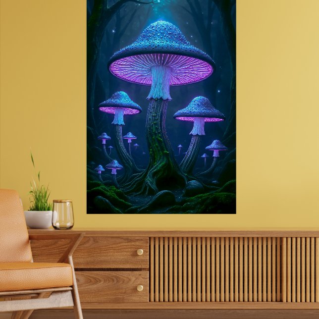 Poster Floresta Mística Etérea Natureza Bioluminescente (Sala de Estar 2)