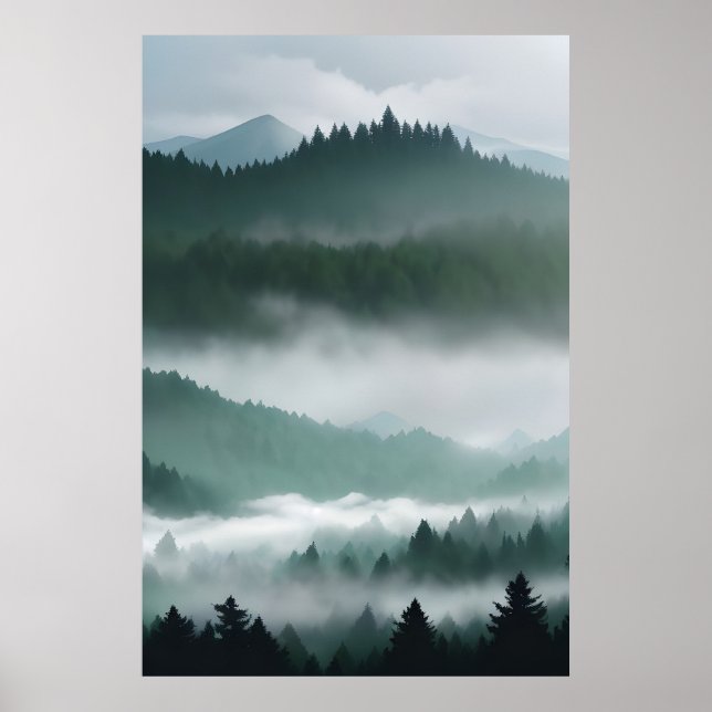 Poster Floresta Misty Mountain (Frente)