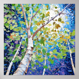 Poster Floresta Moderna de Árvores de Birch