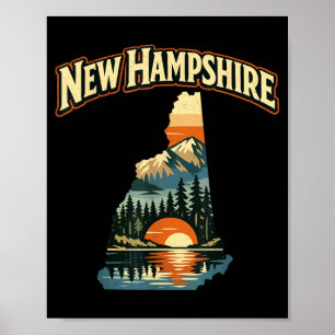 Poster Floresta Montanhas Pôr do Sol Estado de Nova Hamps