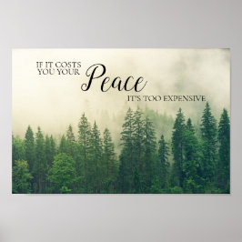 Poster Floresta Montanhosa Névoa Paz Citação Ditado