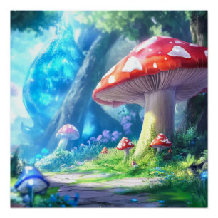 Póster Floresta Mushroom
