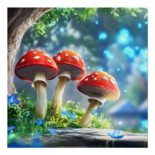 Póster Floresta Mushroom