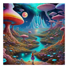 Póster Floresta Mushroom