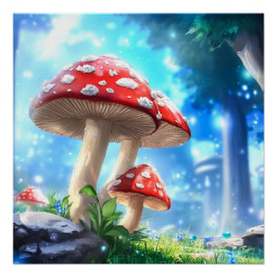 Póster Floresta Mushroom