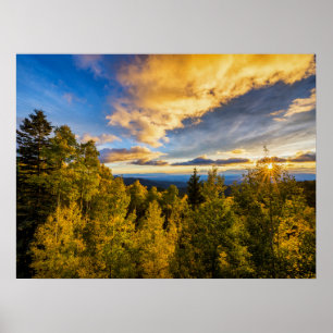 Poster Floresta Nacional de Santa Fe ao Pôr do Sol no Out