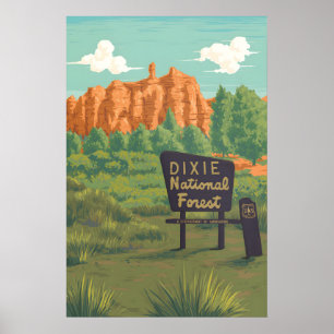Poster Floresta Nacional Dixie Cartaz de Viagens Utah