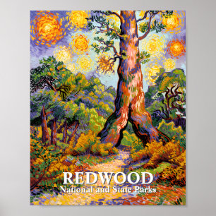 Poster Floresta Nacional Redwood Estilo Van Gogh Personal