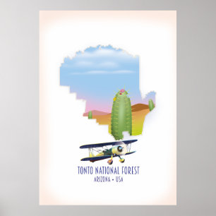 Poster Floresta nacional Tonto Arizona EUA mapa